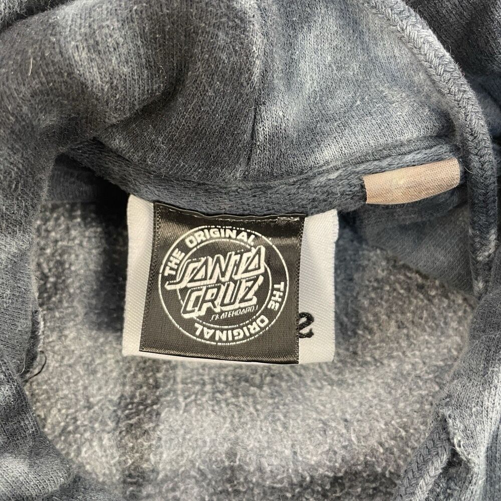 Santa Cruz Colortone Adult M Gray Black Tie Dye Hoodie Sweatshirt - Picture 5 of 8